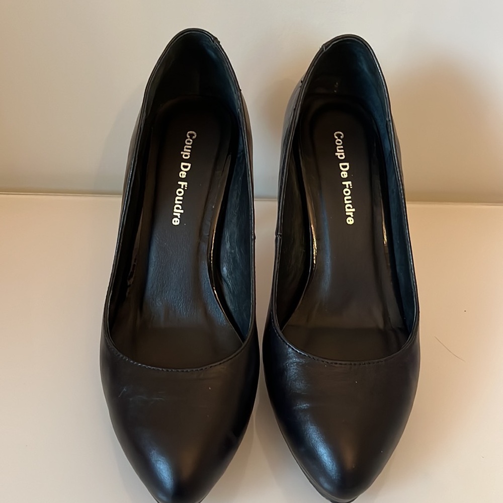 Black leather heels